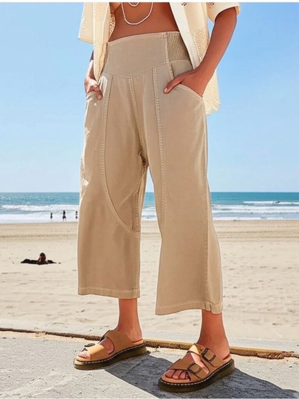 Free People We The Free Light Blue Lunan Harem Pull-On Pants - Picture 15 of 15